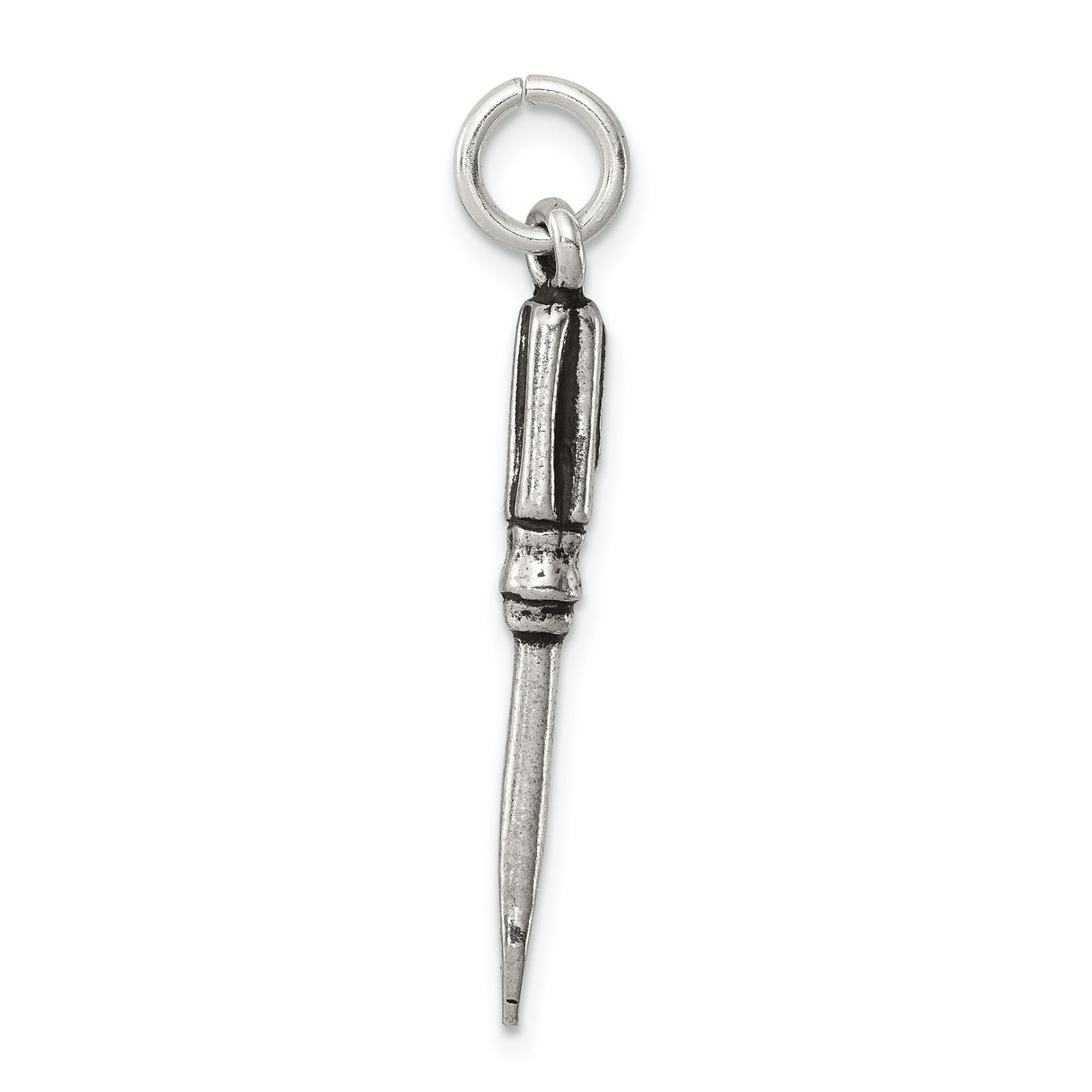 Sterling Silver Screwdriver Pendant with Realistic Detailing, Flathead Tool Charm for Men