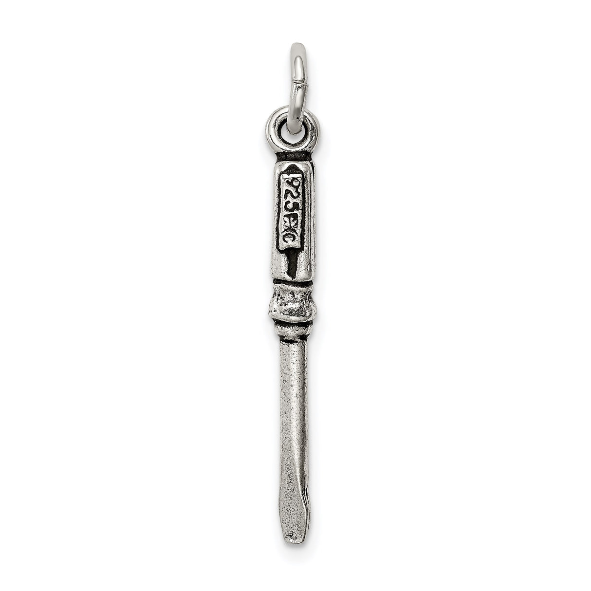 Sterling Silver Screwdriver Pendant with Realistic Detailing, Flathead Tool Charm for Men