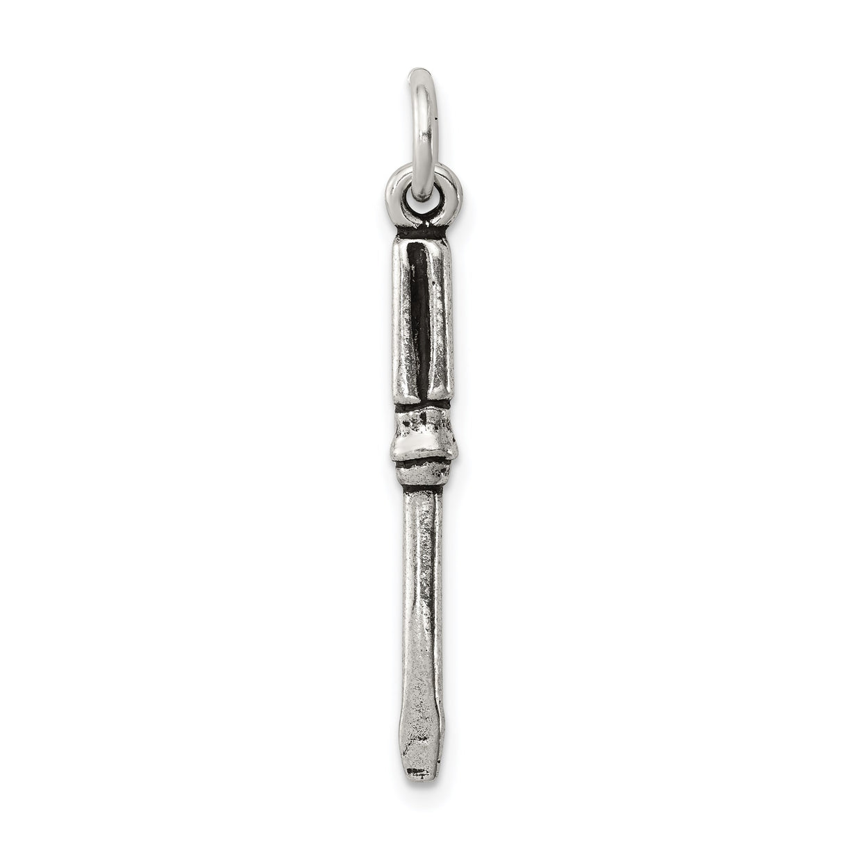 Sterling Silver Screwdriver Pendant with Realistic Detailing, Flathead Tool Charm for Men