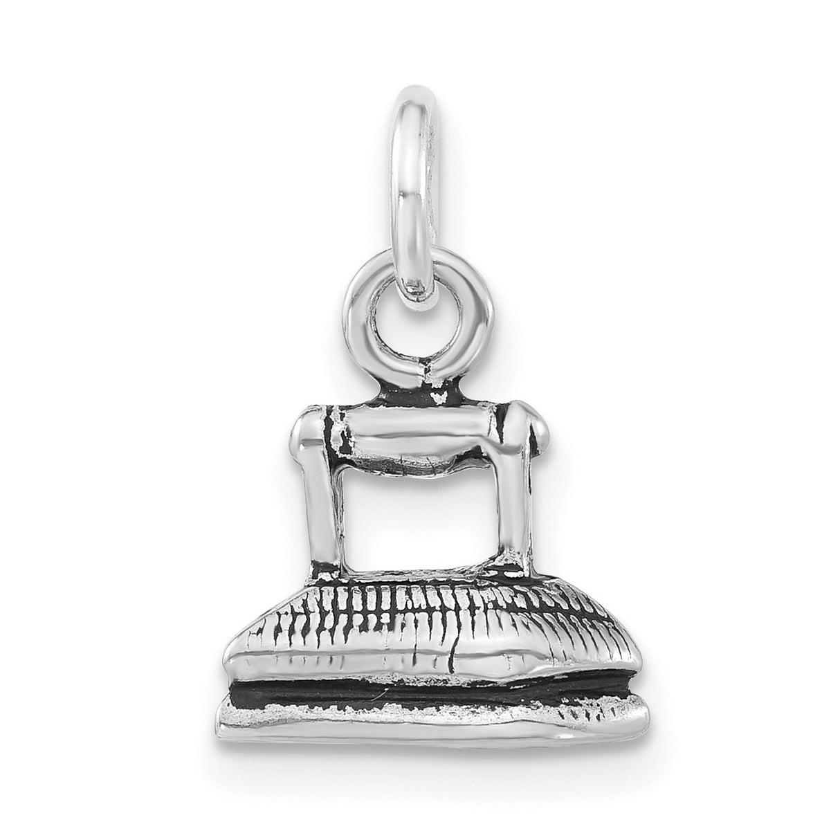 Sterling Silver Flat Iron Pendant, Vintage Textured Design, Artisan Retro Tool Jewelry