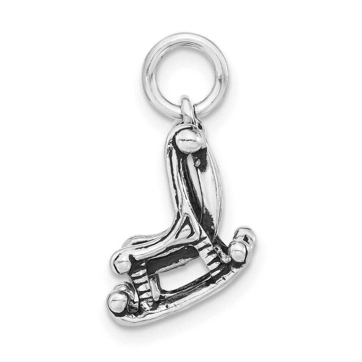Sterling Silver Rocking Chair Pendant Charm, Miniature 3D Chair with Antique Finish