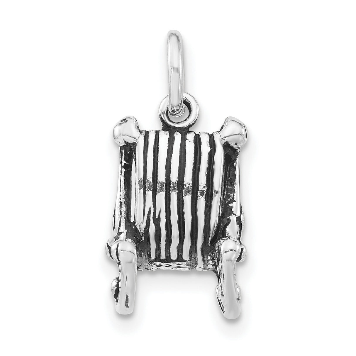 Sterling Silver Rocking Chair Pendant Charm, Miniature 3D Chair with Antique Finish