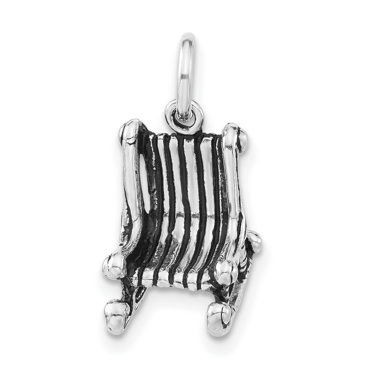 Sterling Silver Rocking Chair Pendant Charm, Miniature 3D Chair with Antique Finish