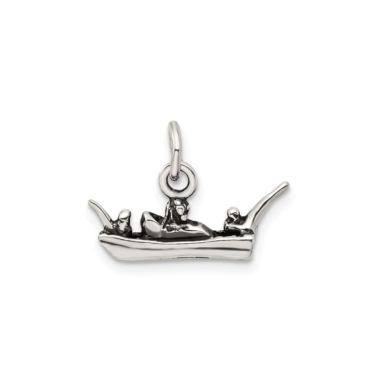 Sterling Silver Gondola Charm Pendant, Detailed Venetian Boat Design with Three Figures, Italian Theme