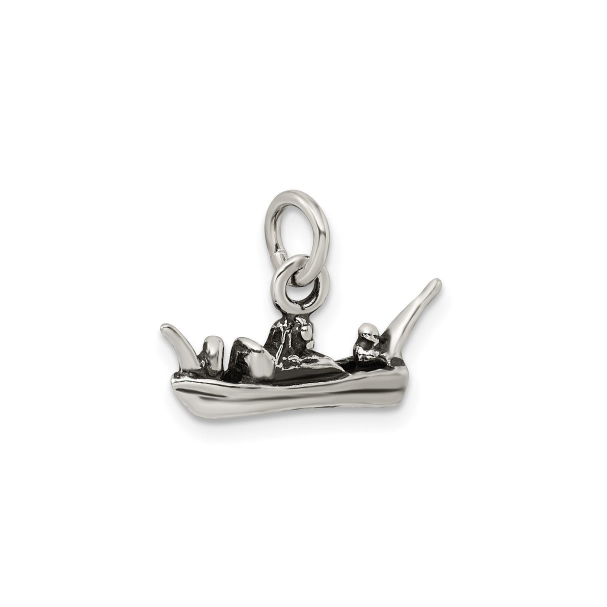 Sterling Silver Gondola Charm Pendant, Detailed Venetian Boat Design with Three Figures, Italian Theme
