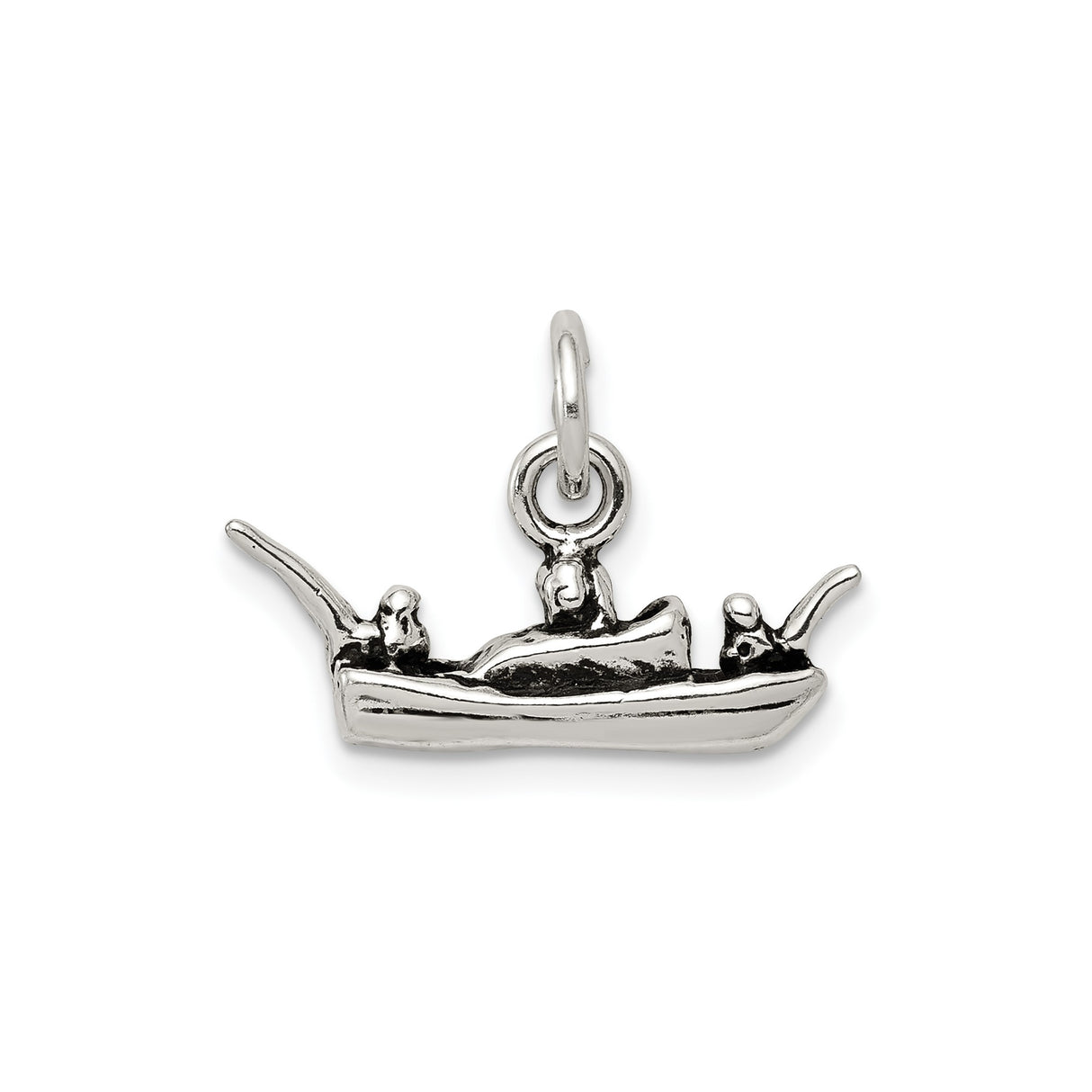 Sterling Silver Gondola Charm Pendant, Detailed Venetian Boat Design with Three Figures, Italian Theme