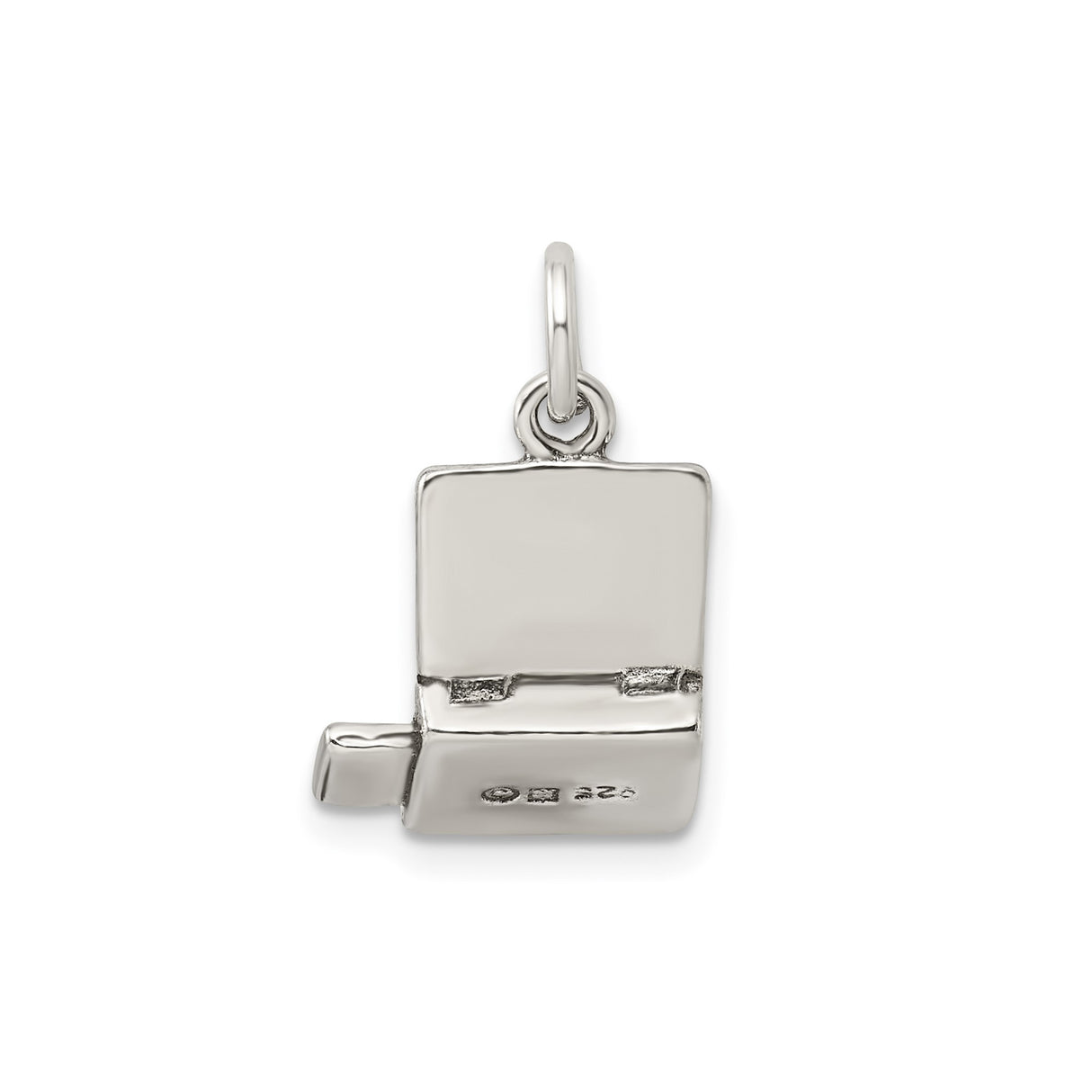 Sterling Silver Laptop Charm Pendant with Detailed Keyboard and Screen for Tech Lovers