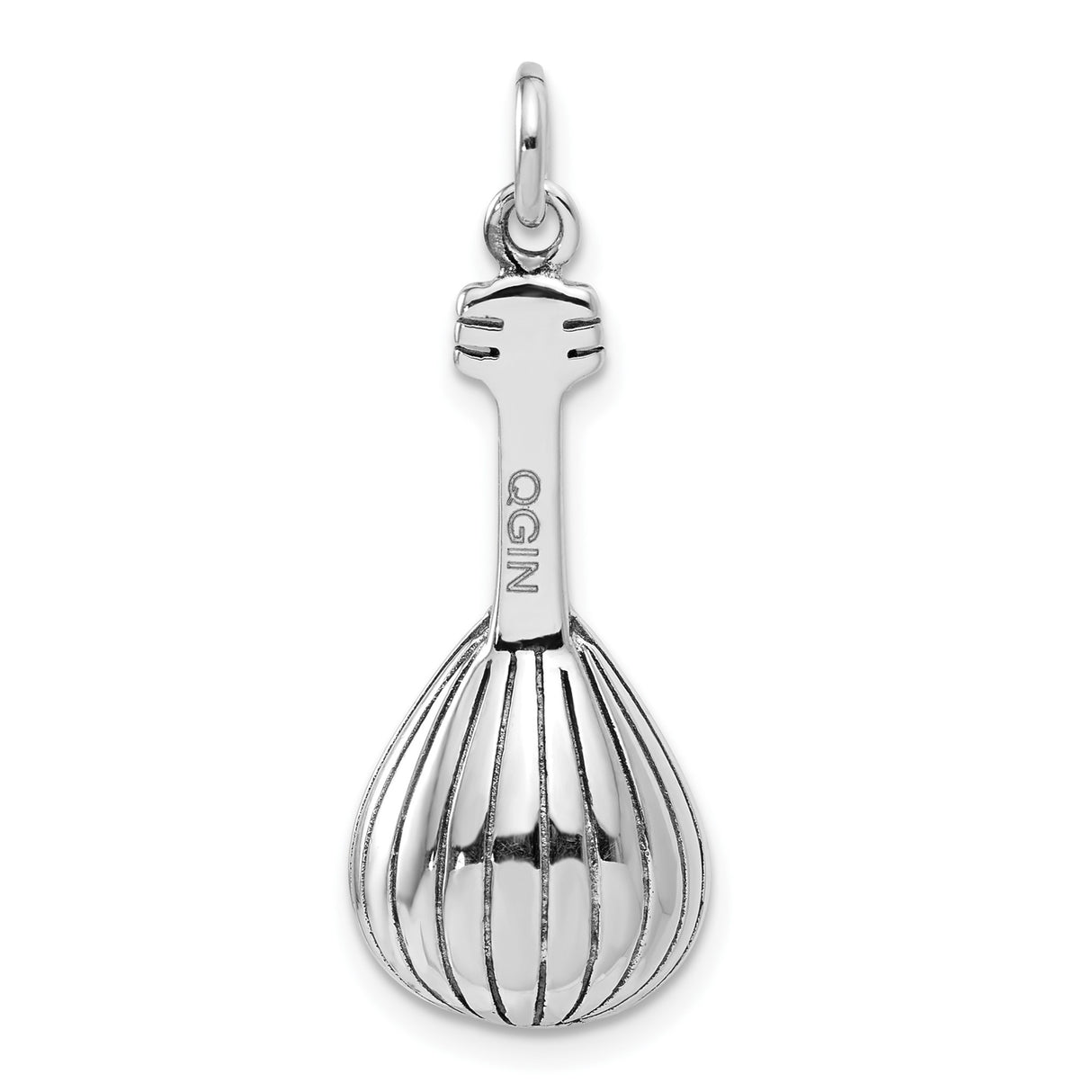 Sterling Silver Mandolin Pendant Charm with Detailed Strings and Musical Design