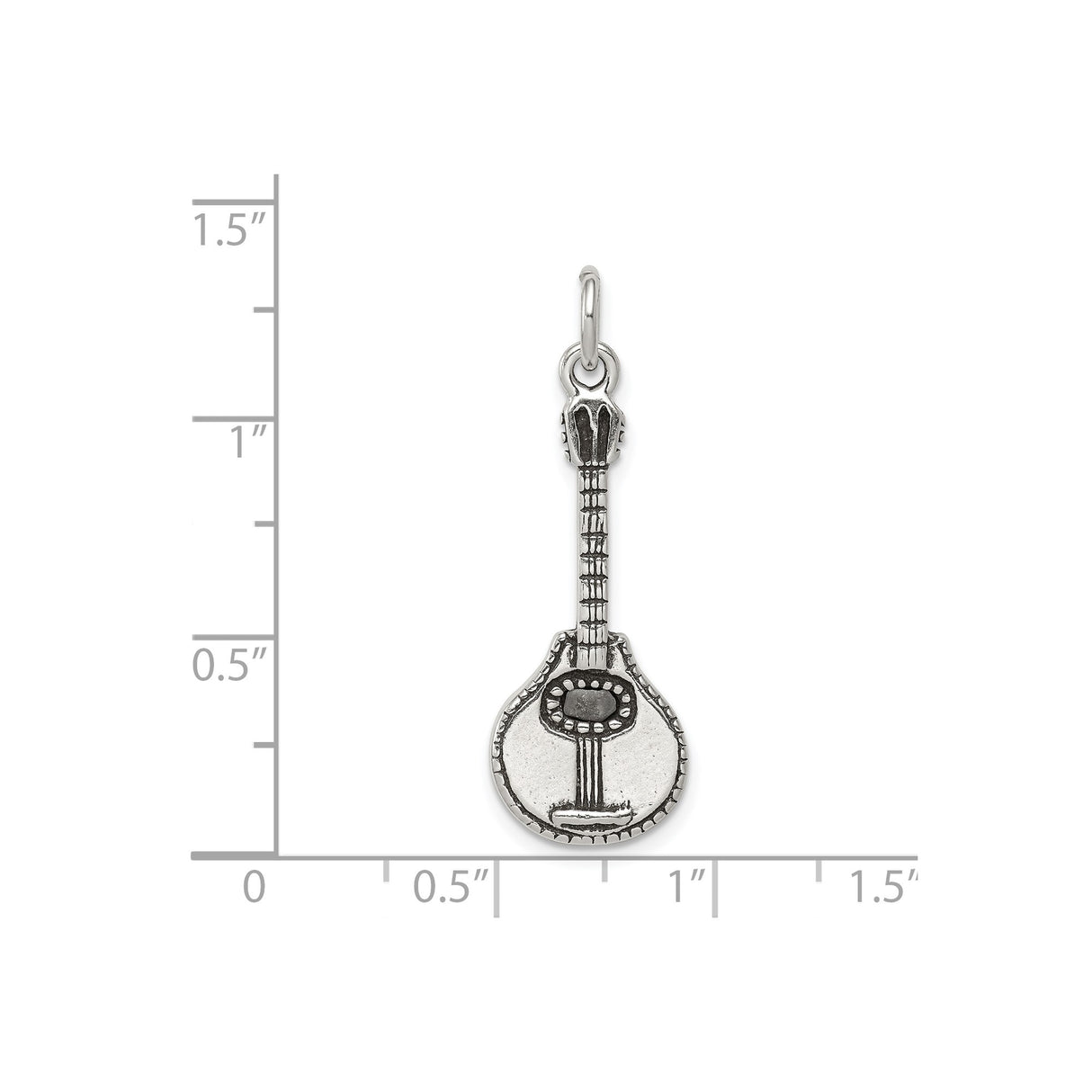 Sterling Silver Banjo Charm Pendant, Detailed Folk Music Instrument Jewelry for Musicians