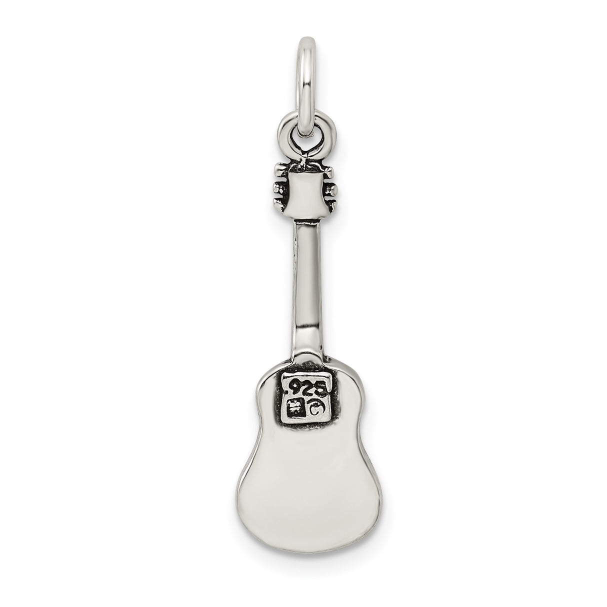 Sterling Silver Guitar Pendant, Detailed Acoustic Instrument Charm for Music Lovers and Musicians