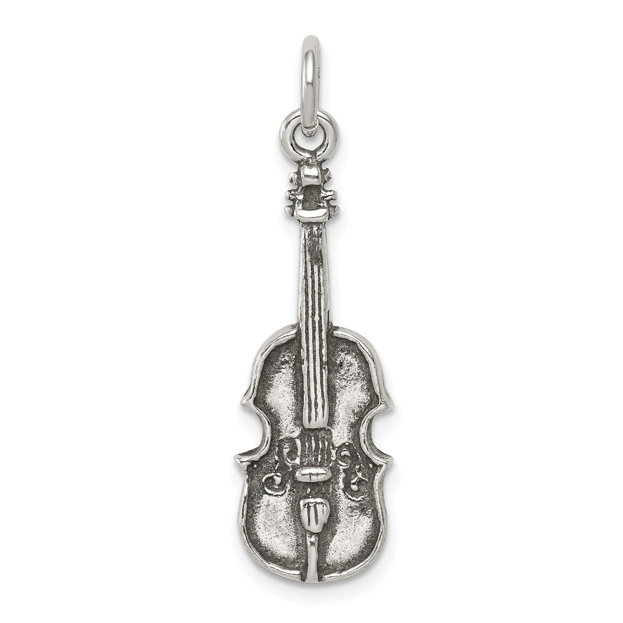 Sterling Silver Violin Charm Pendant, Musical Instrument Design for Musicians and Music Lovers