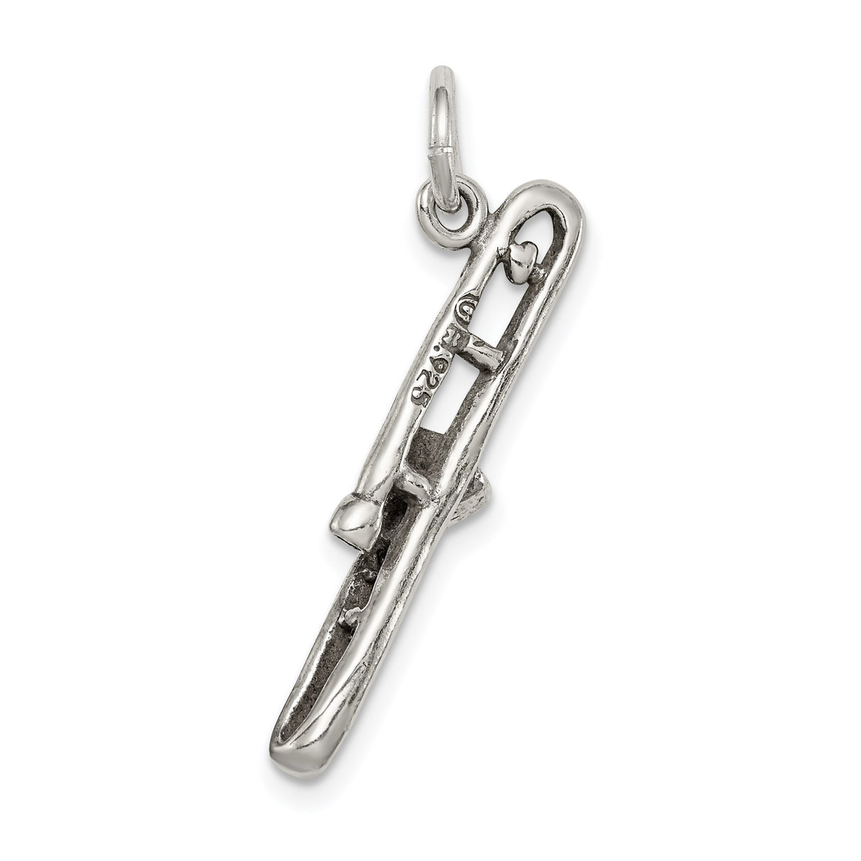 Sterling Silver Trombone Pendant with Detailed Miniature Instrument Design, Unisex Music Lover Jewelry