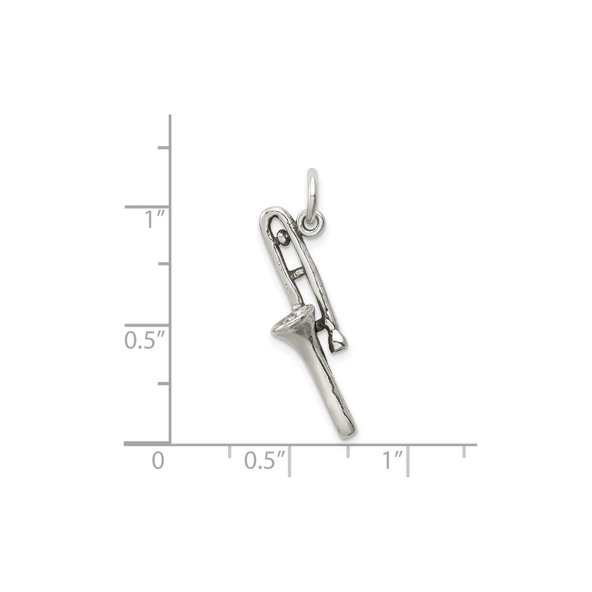 Sterling Silver Trombone Pendant with Detailed Miniature Instrument Design, Unisex Music Lover Jewelry