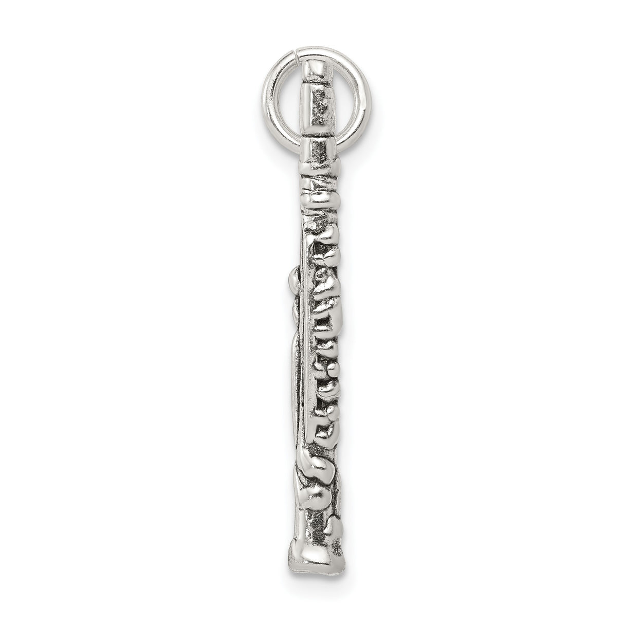 Sterling Silver Flute Charm Pendant with Detailed Musical Instrument Design for Women or Unisex