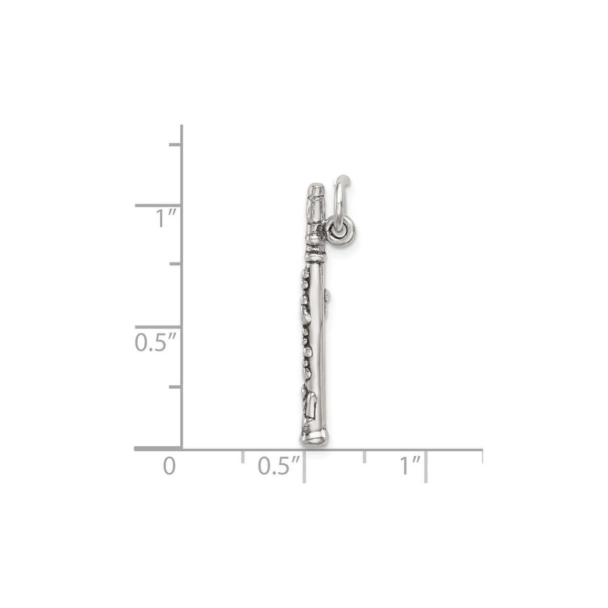 Sterling Silver Flute Charm Pendant with Detailed Musical Instrument Design for Women or Unisex