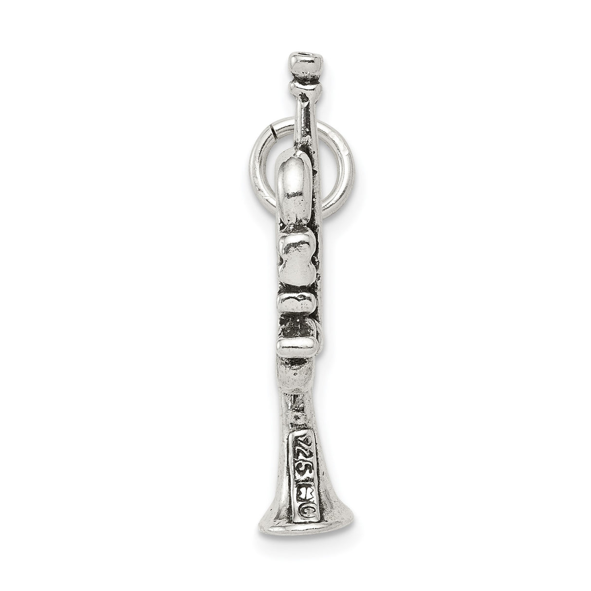 Sterling Silver Trumpet Pendant Charm, Mini Instrument Jewelry for Musicians and Jazz Fans