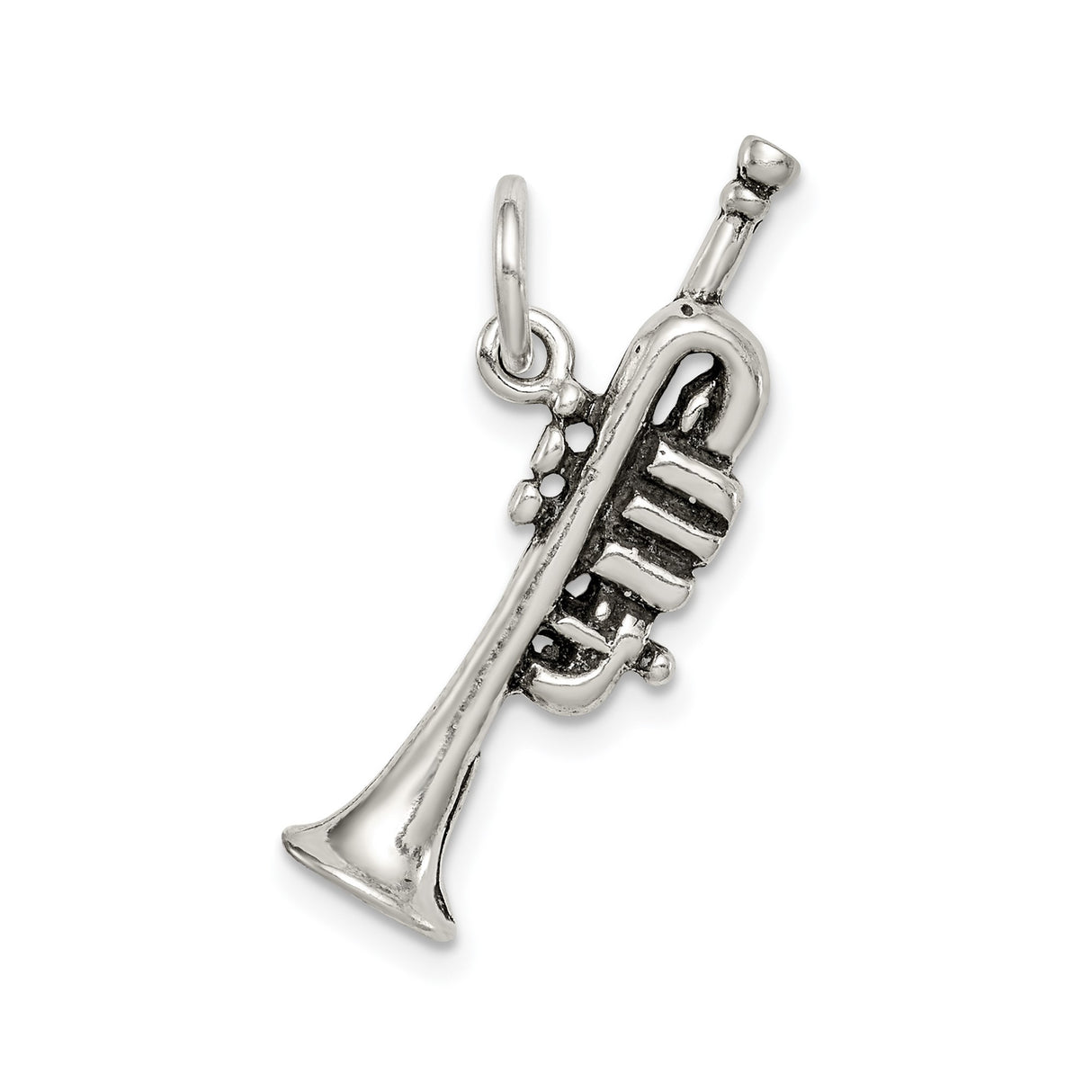 Sterling Silver Trumpet Pendant Charm, Mini Instrument Jewelry for Musicians and Jazz Fans