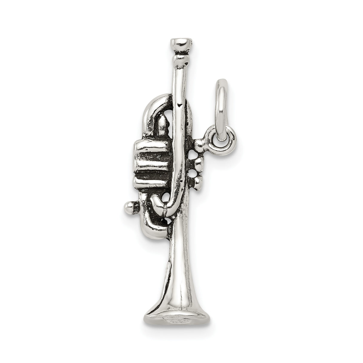 Sterling Silver Trumpet Pendant Charm, Mini Instrument Jewelry for Musicians and Jazz Fans