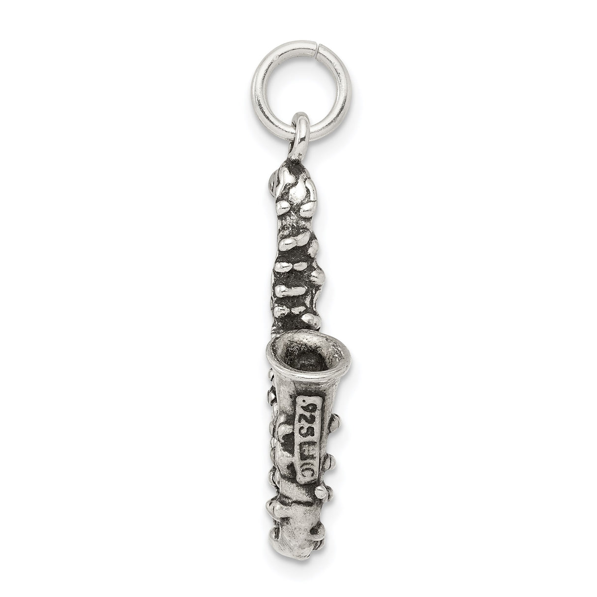 Sterling Silver Saxophone Pendant, 3D Musical Instrument Charm for Musicians and Jazz Lovers