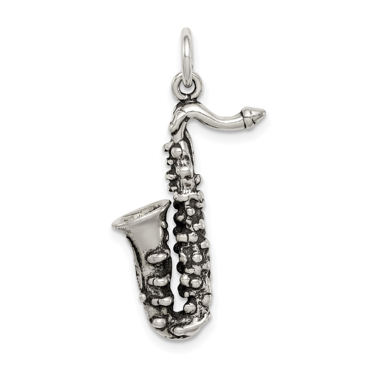 Sterling Silver Saxophone Pendant, 3D Musical Instrument Charm for Musicians and Jazz Lovers