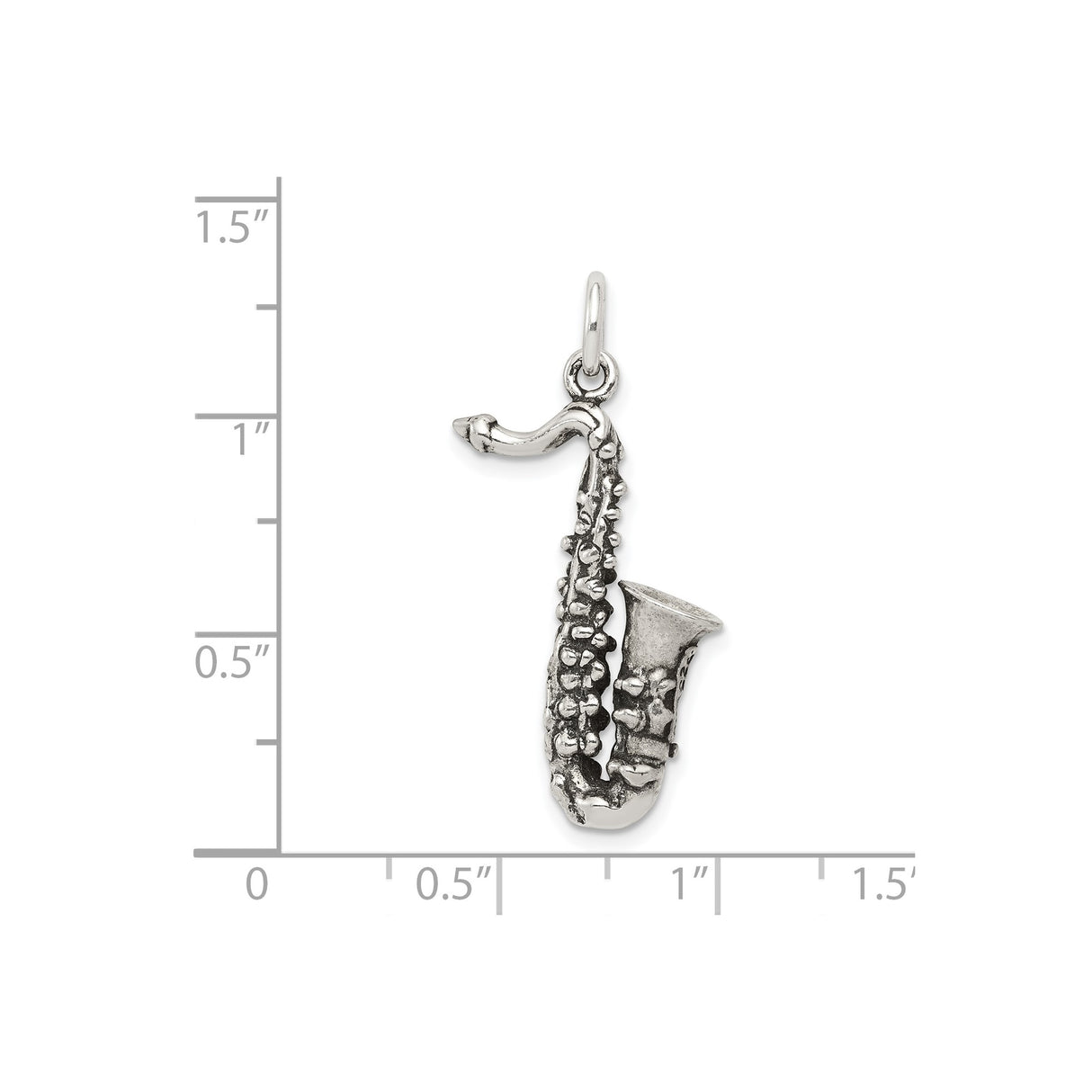 Sterling Silver Saxophone Pendant, 3D Musical Instrument Charm for Musicians and Jazz Lovers