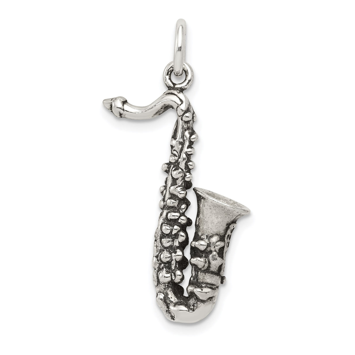 Sterling Silver Saxophone Pendant, 3D Musical Instrument Charm for Musicians and Jazz Lovers