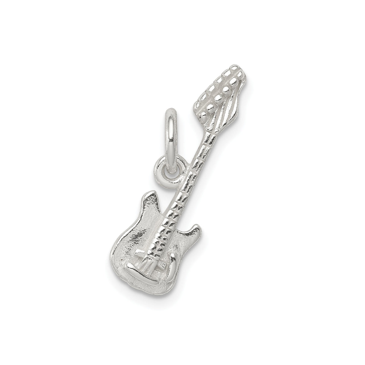 Sterling Silver Electric Guitar Pendant, Unisex Music Charm with Rock and Roll Design