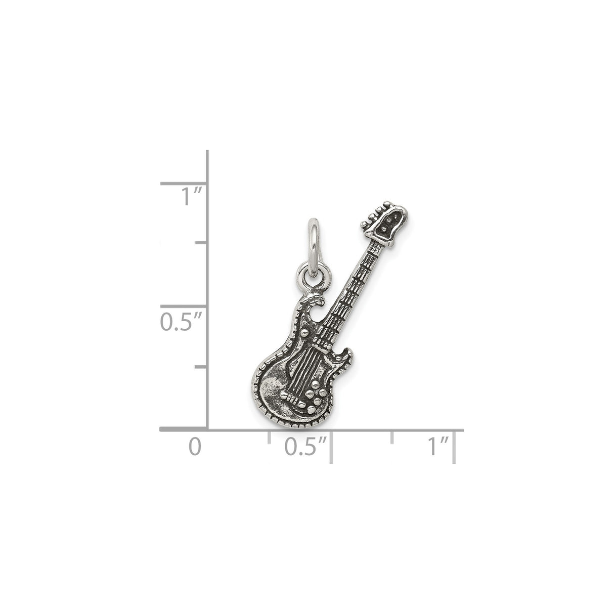 Sterling Silver Electric Guitar Pendant, Detailed Rock Music Charm, Unisex Musician Jewelry