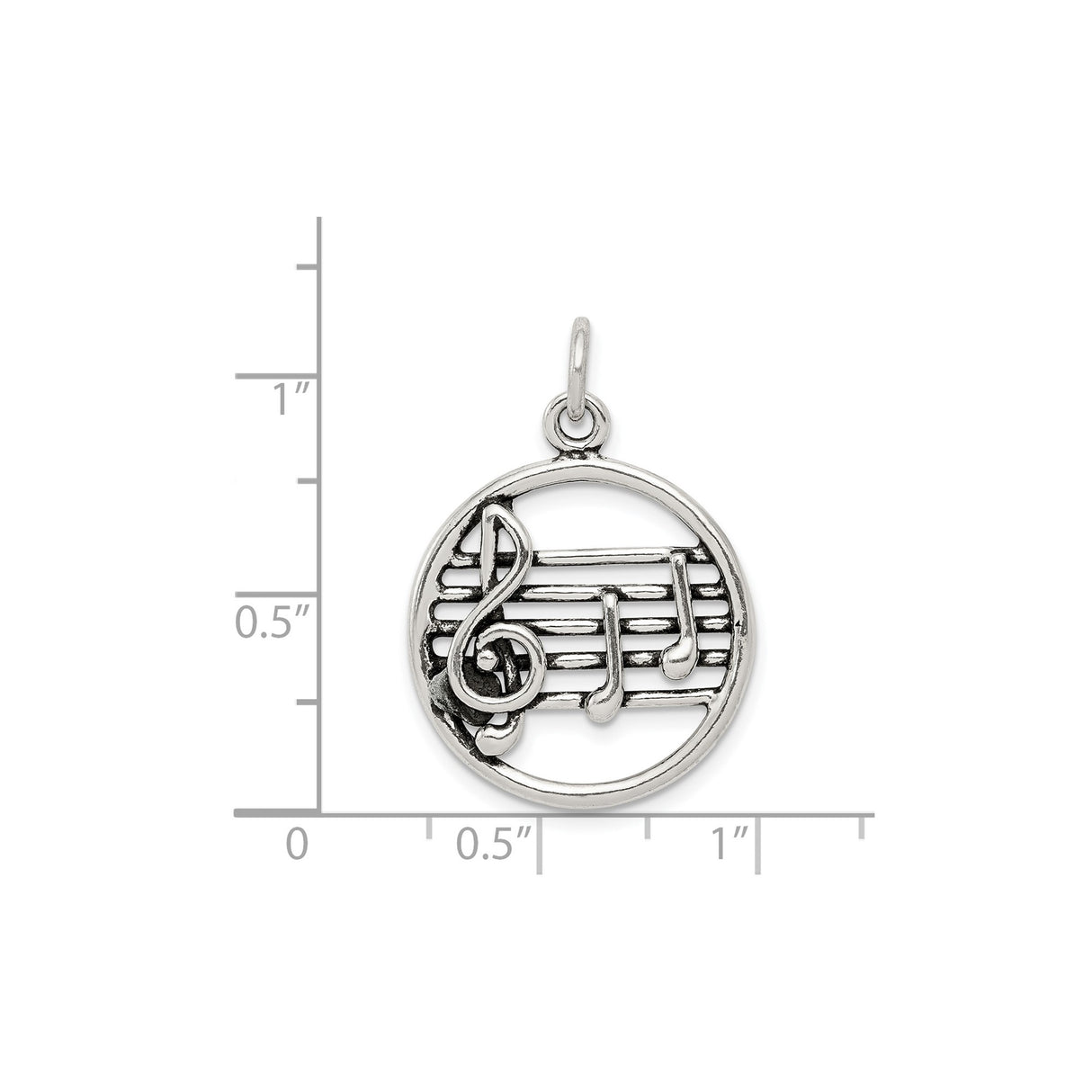 Sterling Silver Pendant with Treble Clef and Eighth Notes, Musical Symbol Design