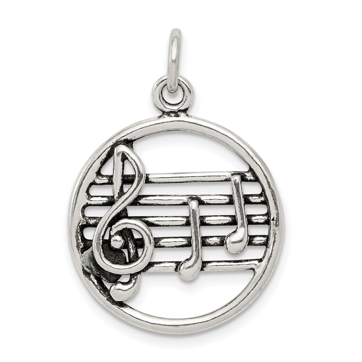 Sterling Silver Pendant with Treble Clef and Eighth Notes, Musical Symbol Design