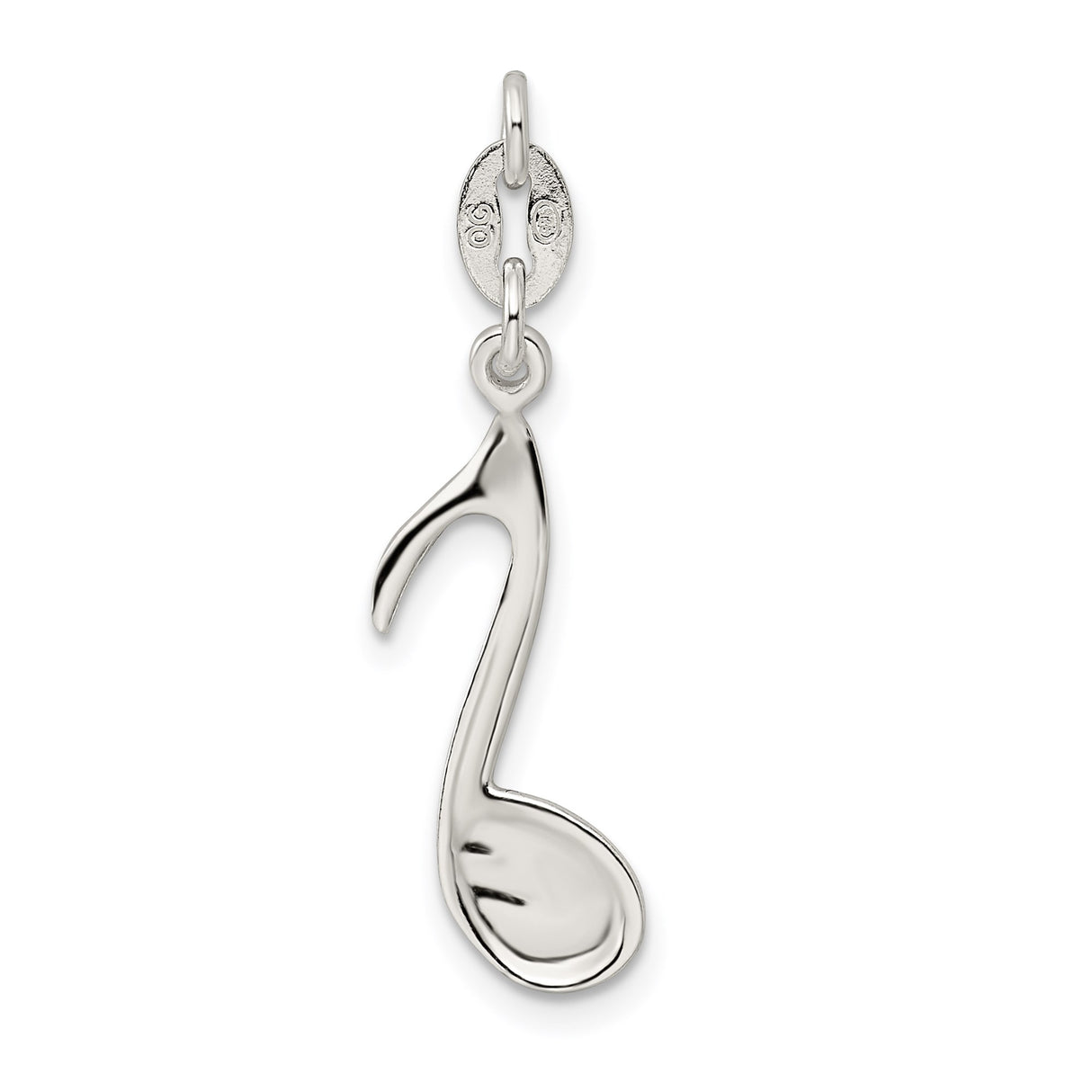 Sterling Silver Music Note Charm Pendant, Eighth Note Design for Women or Unisex
