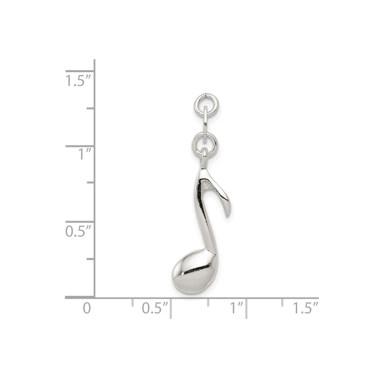 Sterling Silver Music Note Charm Pendant, Eighth Note Design for Women or Unisex