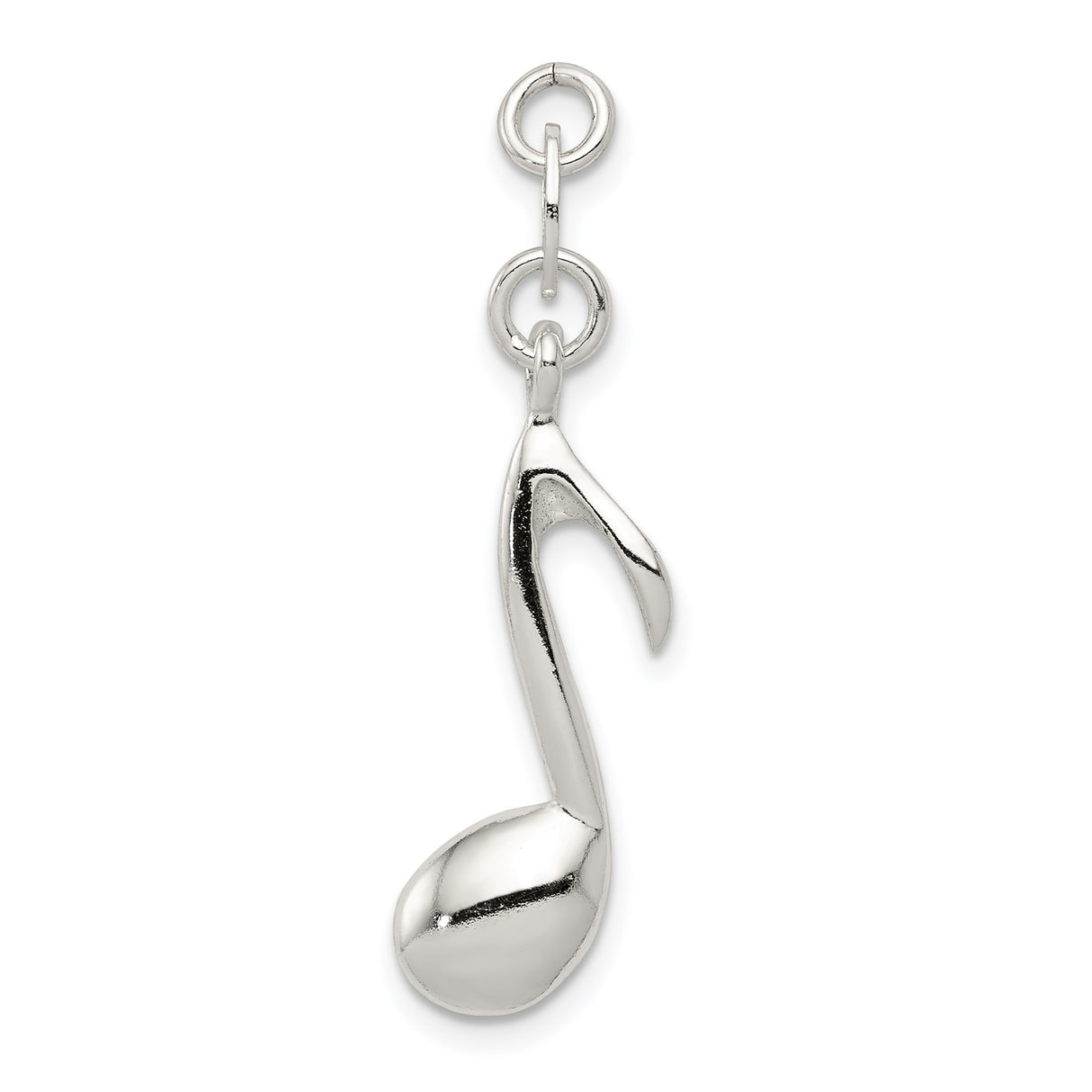 Sterling Silver Music Note Charm Pendant, Eighth Note Design for Women or Unisex