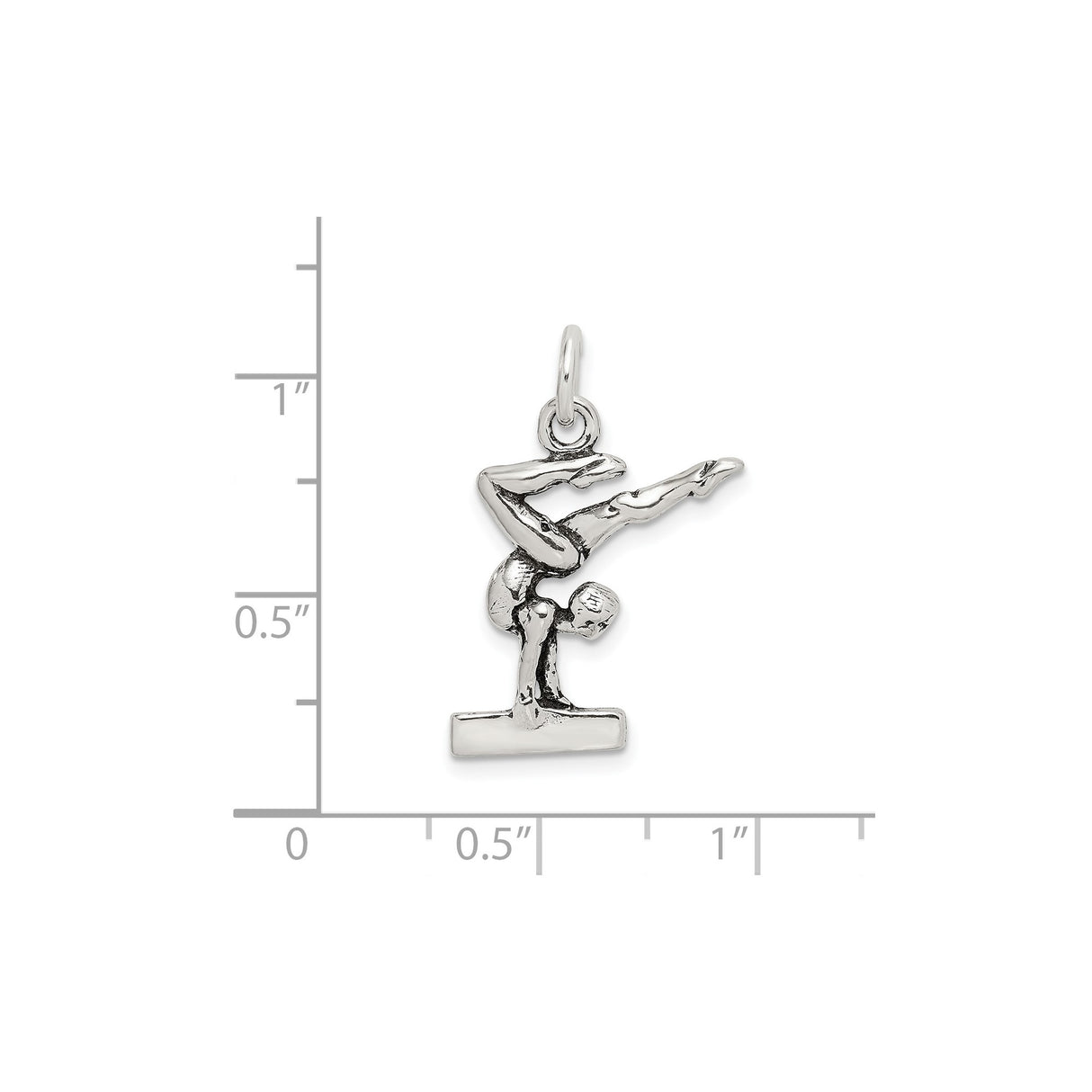 Sterling Silver Gymnast Pendant with Female Athlete Handstand on Balance Beam Charm