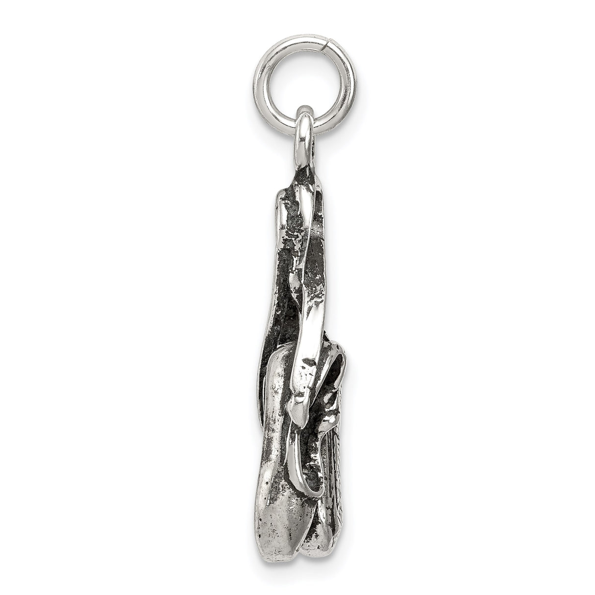 Sterling Silver Ballet Shoes Charm Pendant with Crossed Ribbons