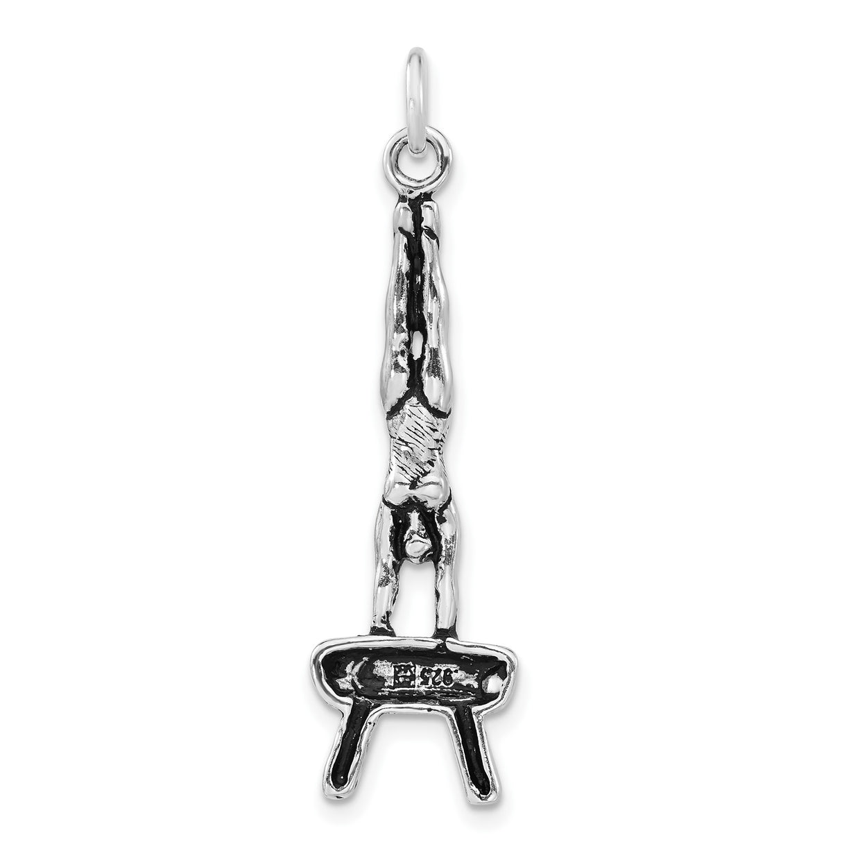 Sterling Silver Gymnast Pendant with Male Handstand on Pommel Horse Design