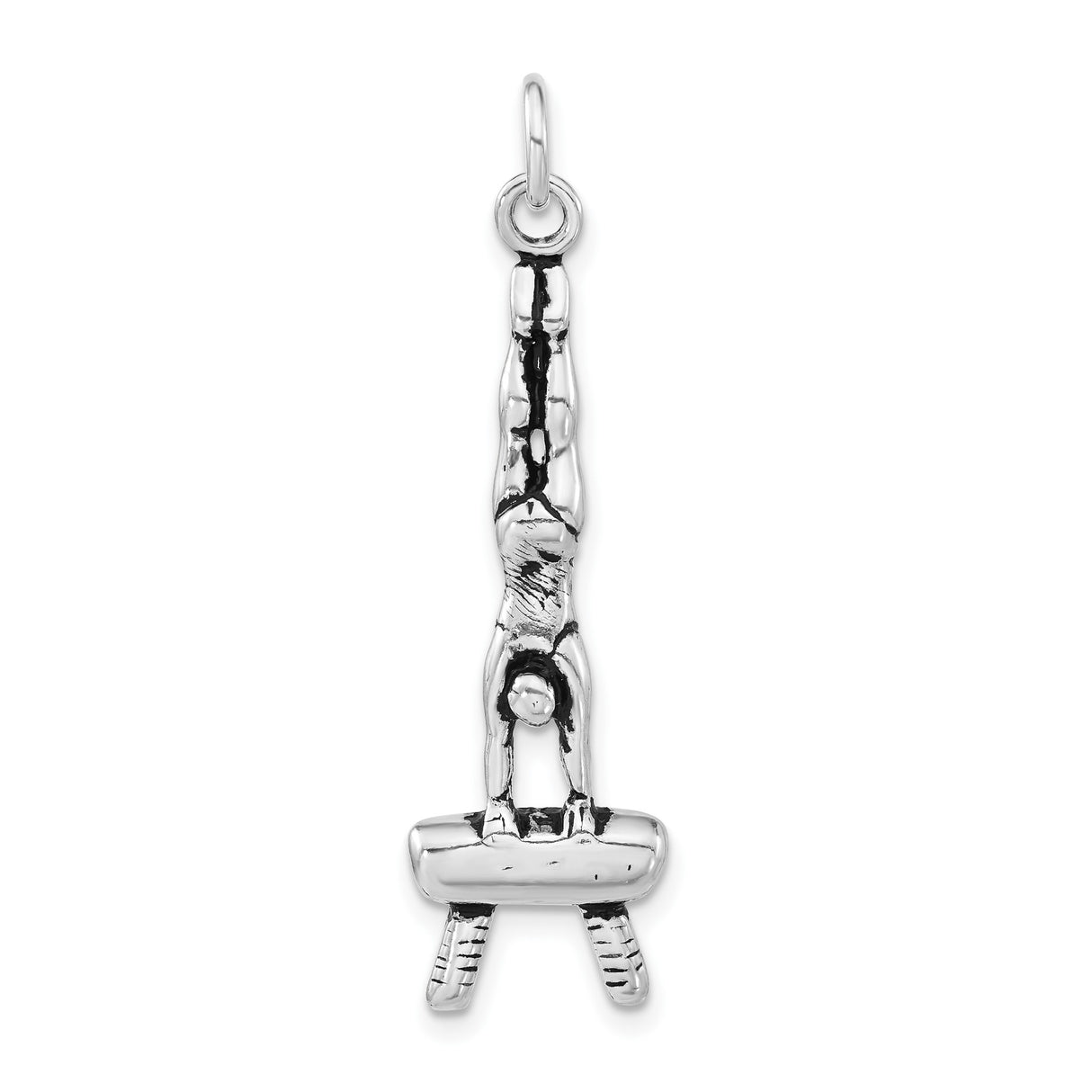 Sterling Silver Gymnast Pendant with Male Handstand on Pommel Horse Design