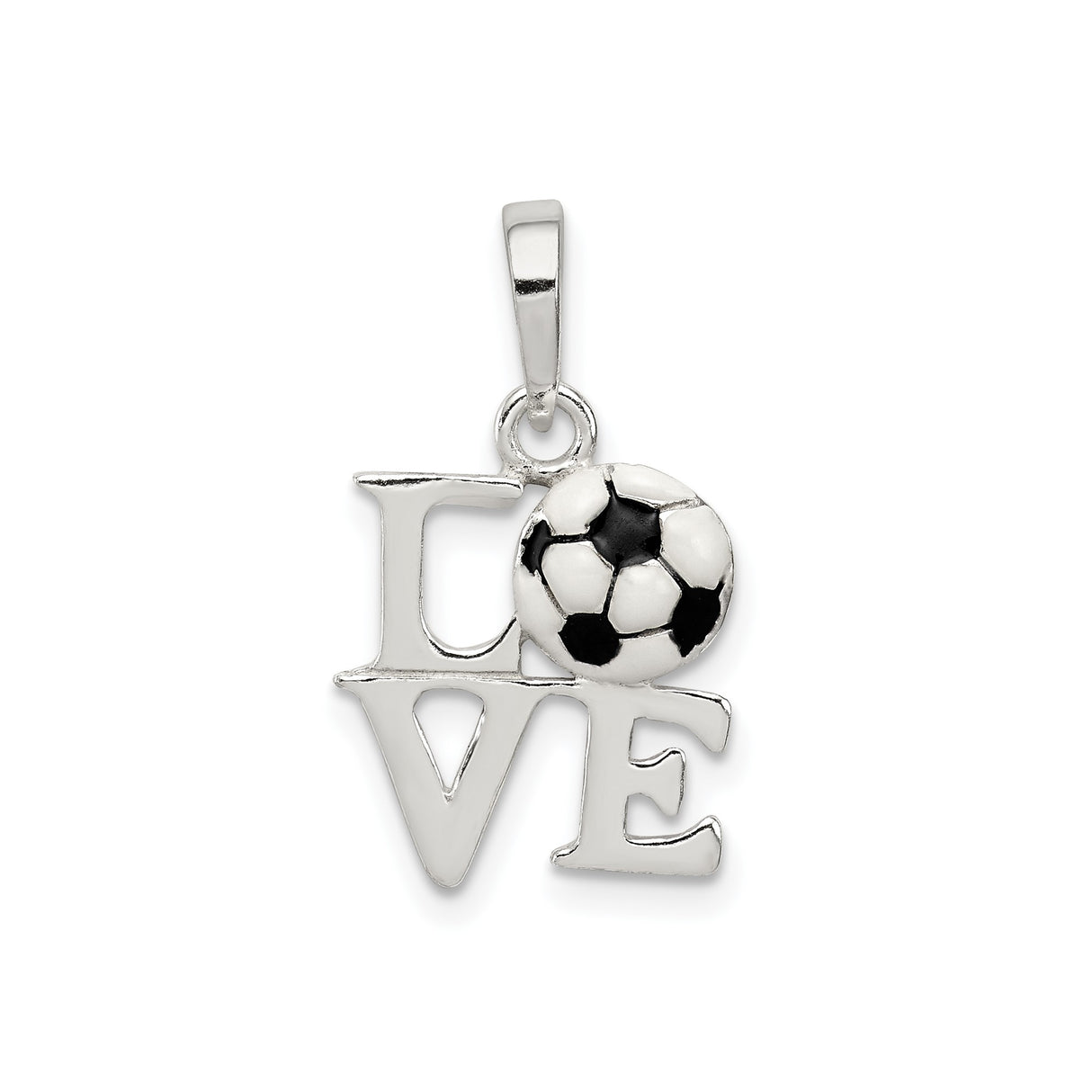 Sterling Silver Soccer Pendant, Love Soccer Charm for Women or Unisex Sports Jewelry
