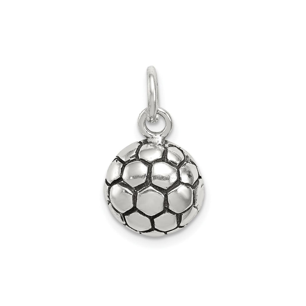 Sterling Silver Soccer Ball Charm Pendant with Hexagon Pattern, Unisex Sports Jewelry