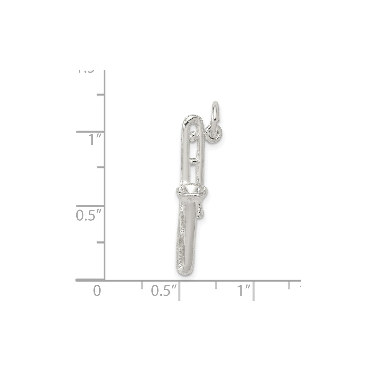 Sterling Silver Trombone Pendant Charm, 3D Musical Instrument Jewelry for Musicians and Jazz Lovers