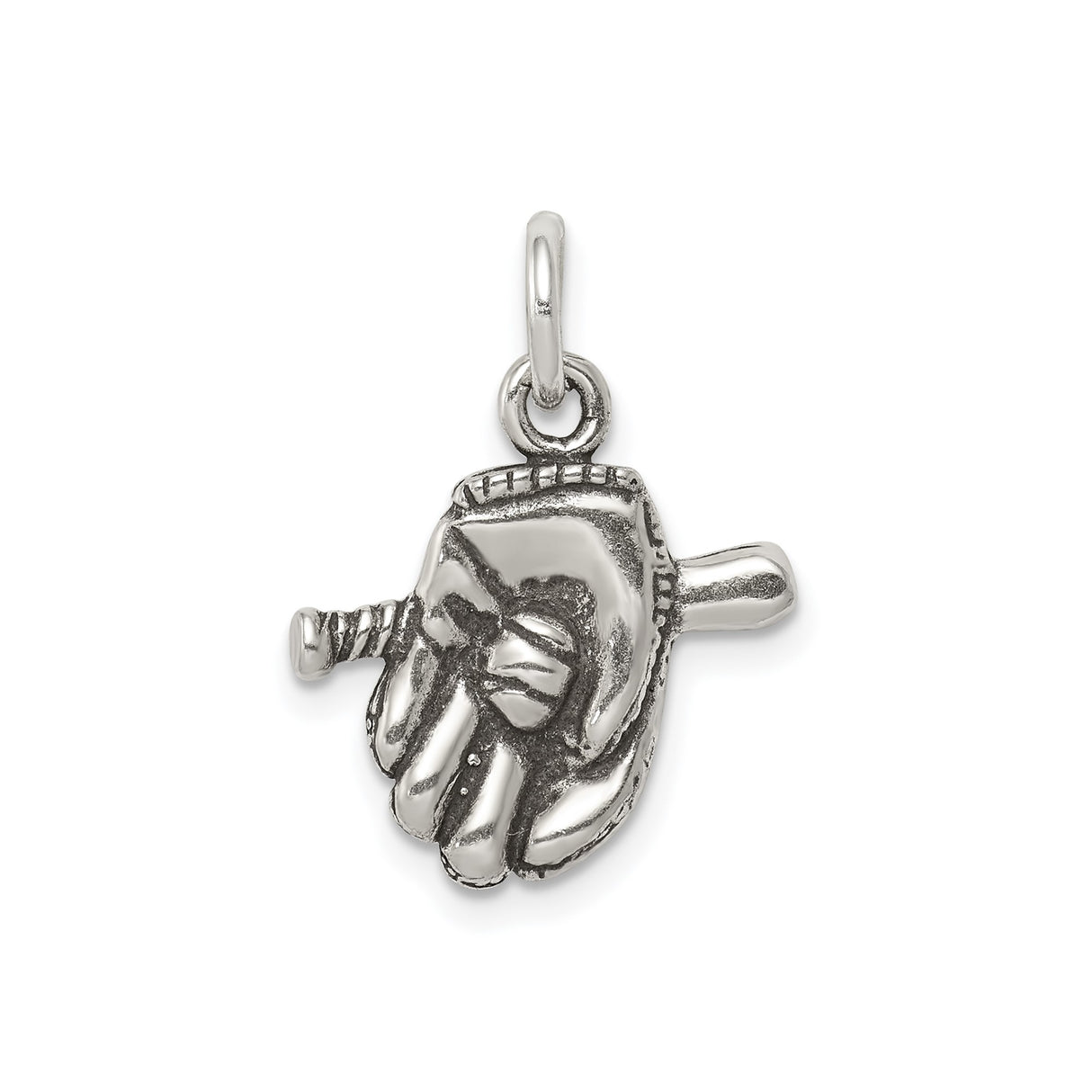 Sterling Silver Baseball Glove and Bat Pendant, Unisex Sports Charm for Fans and Athletes
