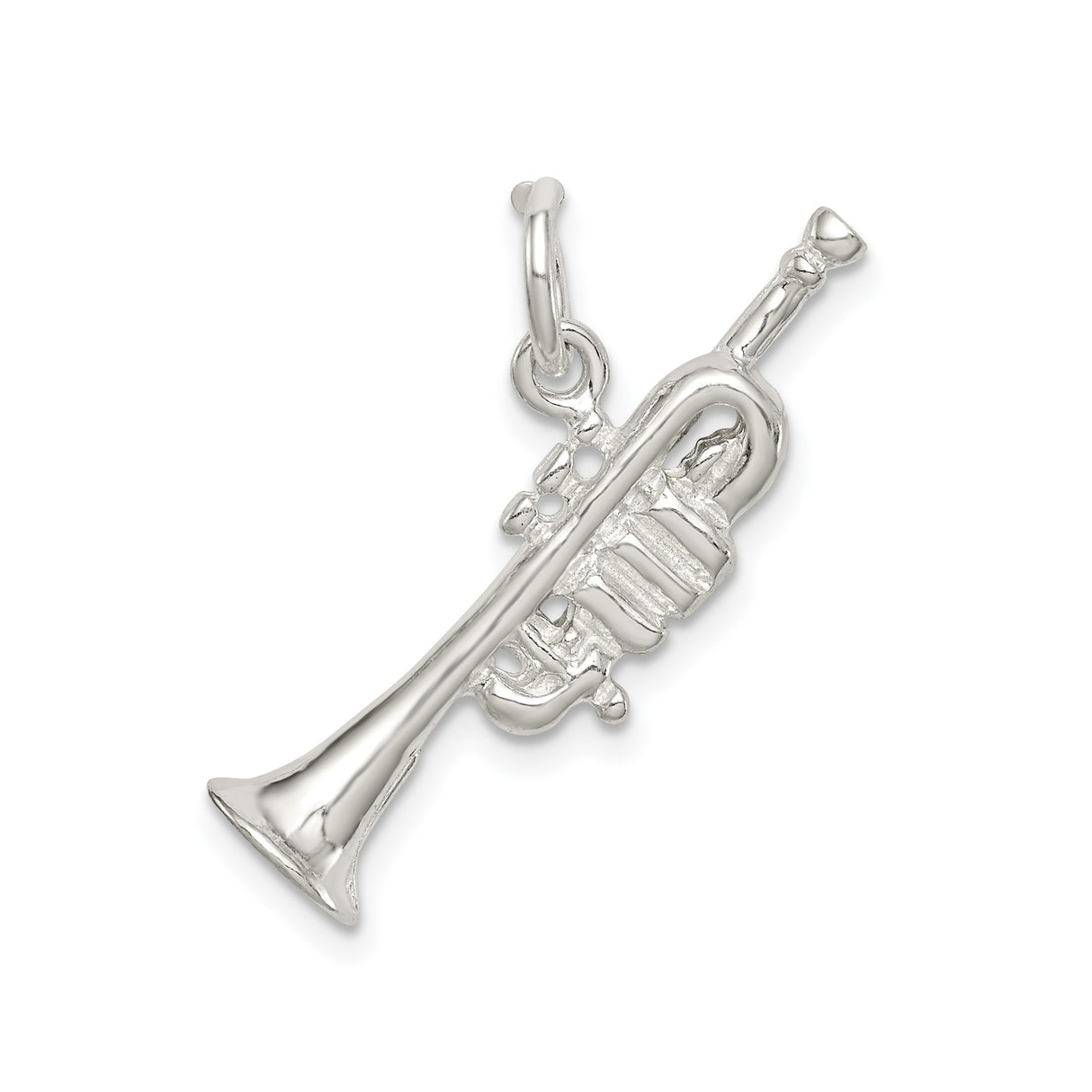 Sterling Silver Trumpet Charm Pendant, Miniature Music Symbol Jewelry for Musicians and Jazz Lovers