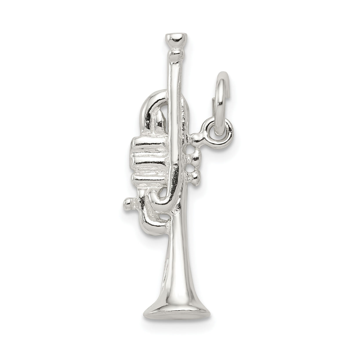 Sterling Silver Trumpet Charm Pendant, Miniature Music Symbol Jewelry for Musicians and Jazz Lovers