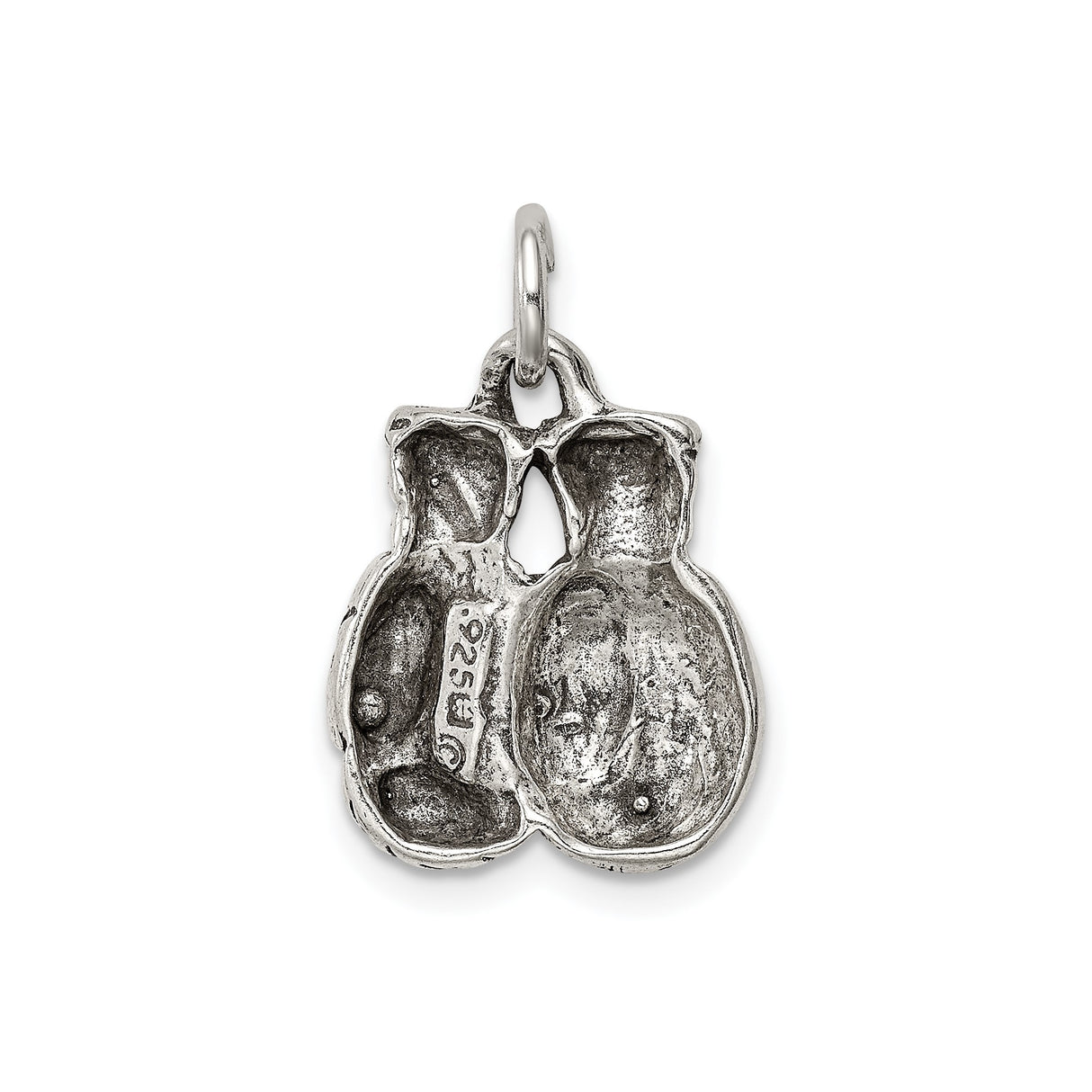 Sterling Silver Boxing Gloves Pendant with Star Accents, Symbol of Strength and Resilience