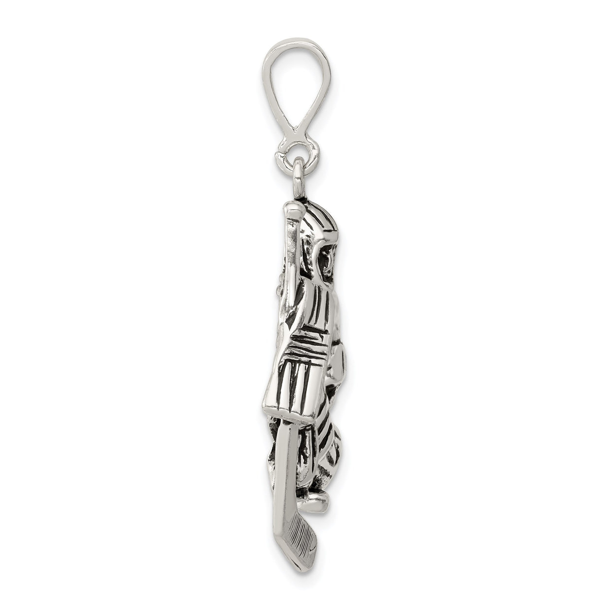 Sterling Silver Goalie Pendant with Ice Hockey Equipment Pose for Men, Women, and Youth Fans