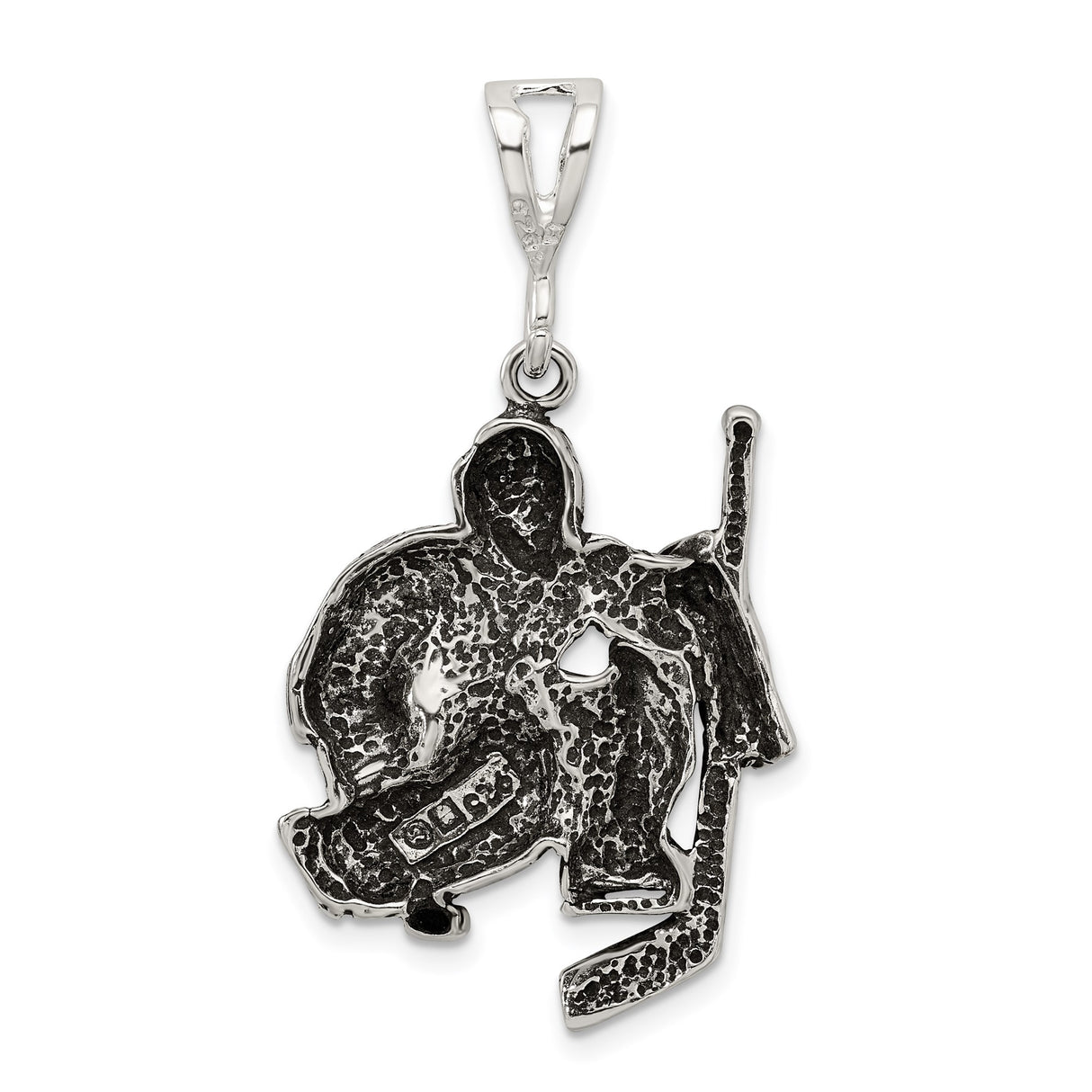 Sterling Silver Goalie Pendant with Ice Hockey Equipment Pose for Men, Women, and Youth Fans