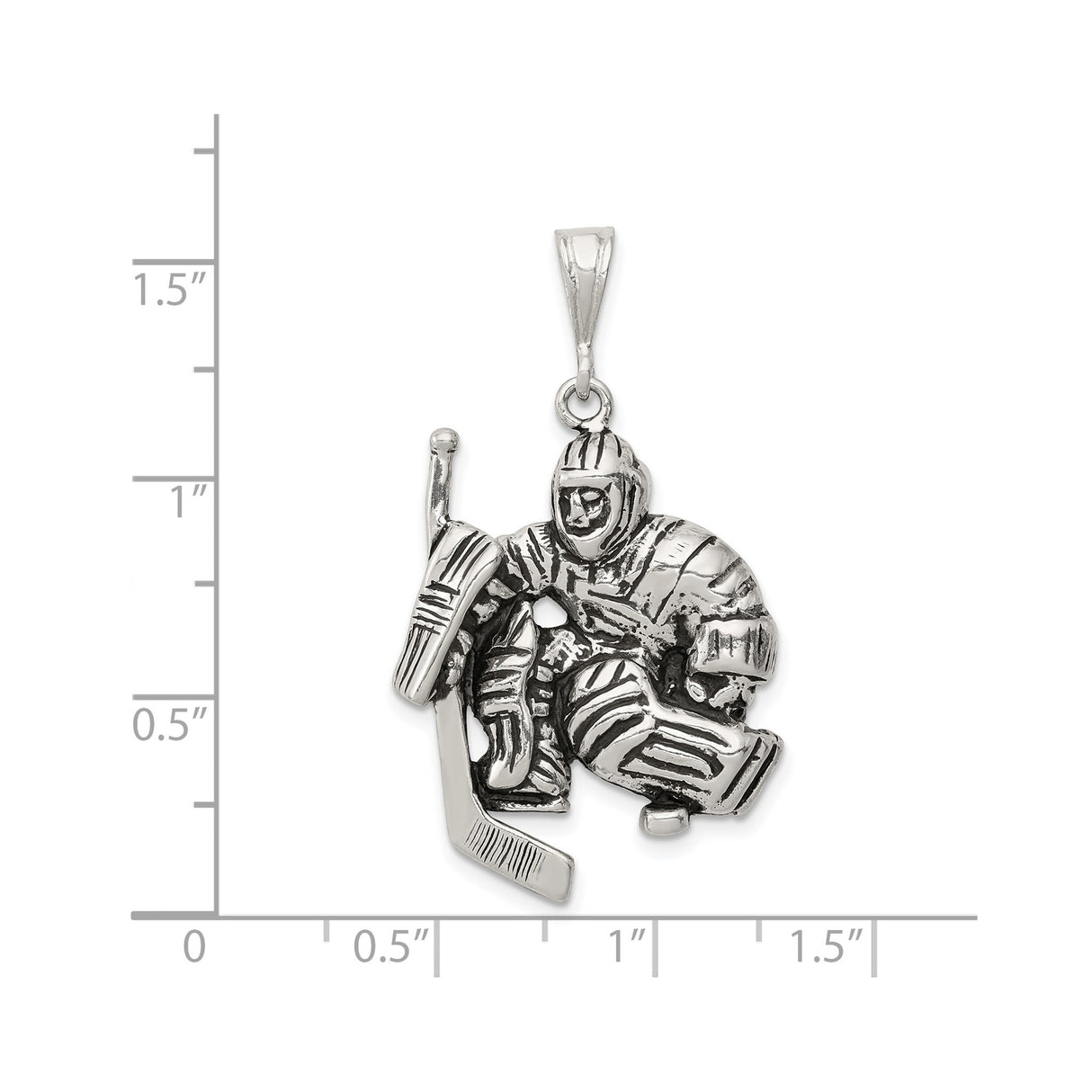Sterling Silver Goalie Pendant with Ice Hockey Equipment Pose for Men, Women, and Youth Fans