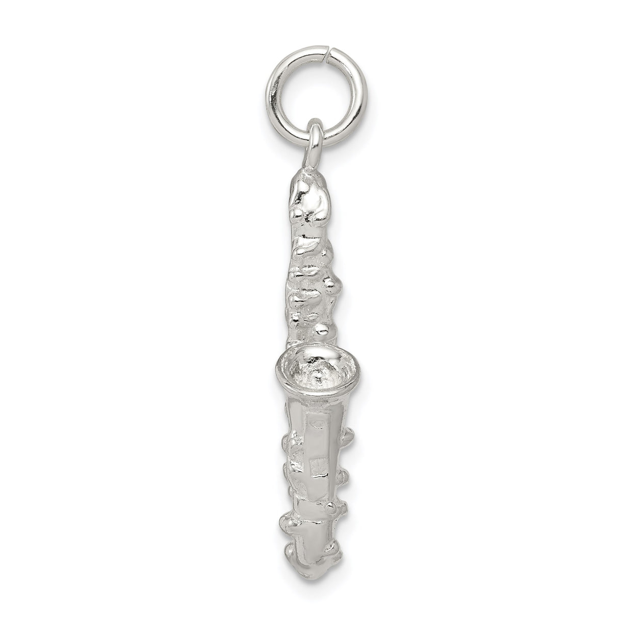 Sterling Silver Saxophone Pendant, Musical Instrument Charm with Detailed Design, Unisex Jewelry