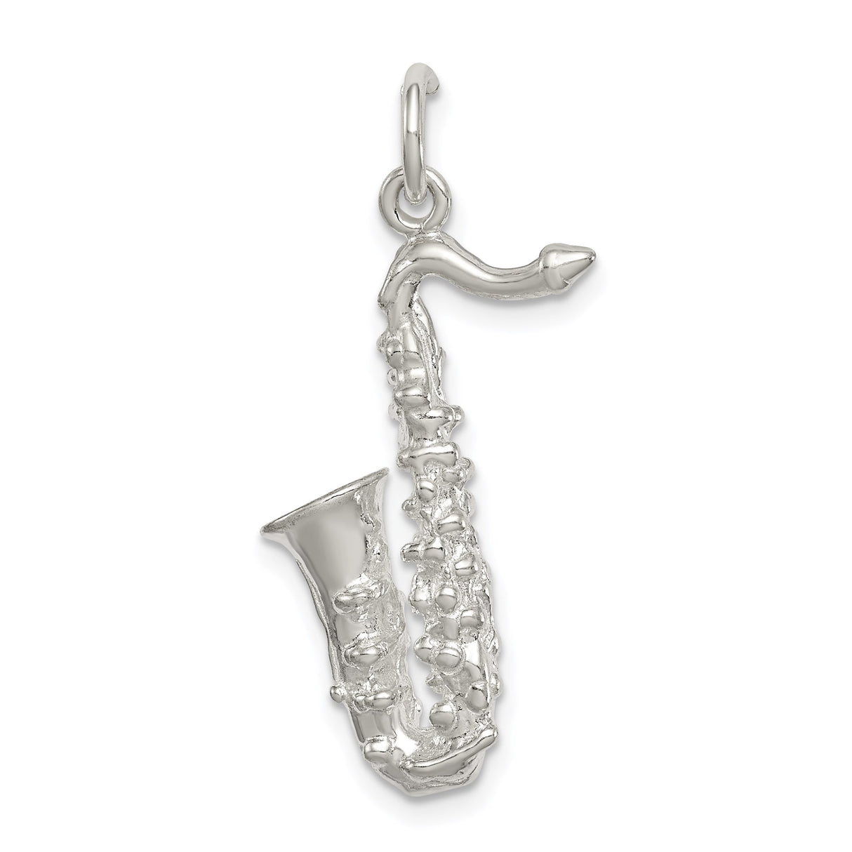 Sterling Silver Saxophone Pendant, Musical Instrument Charm with Detailed Design, Unisex Jewelry