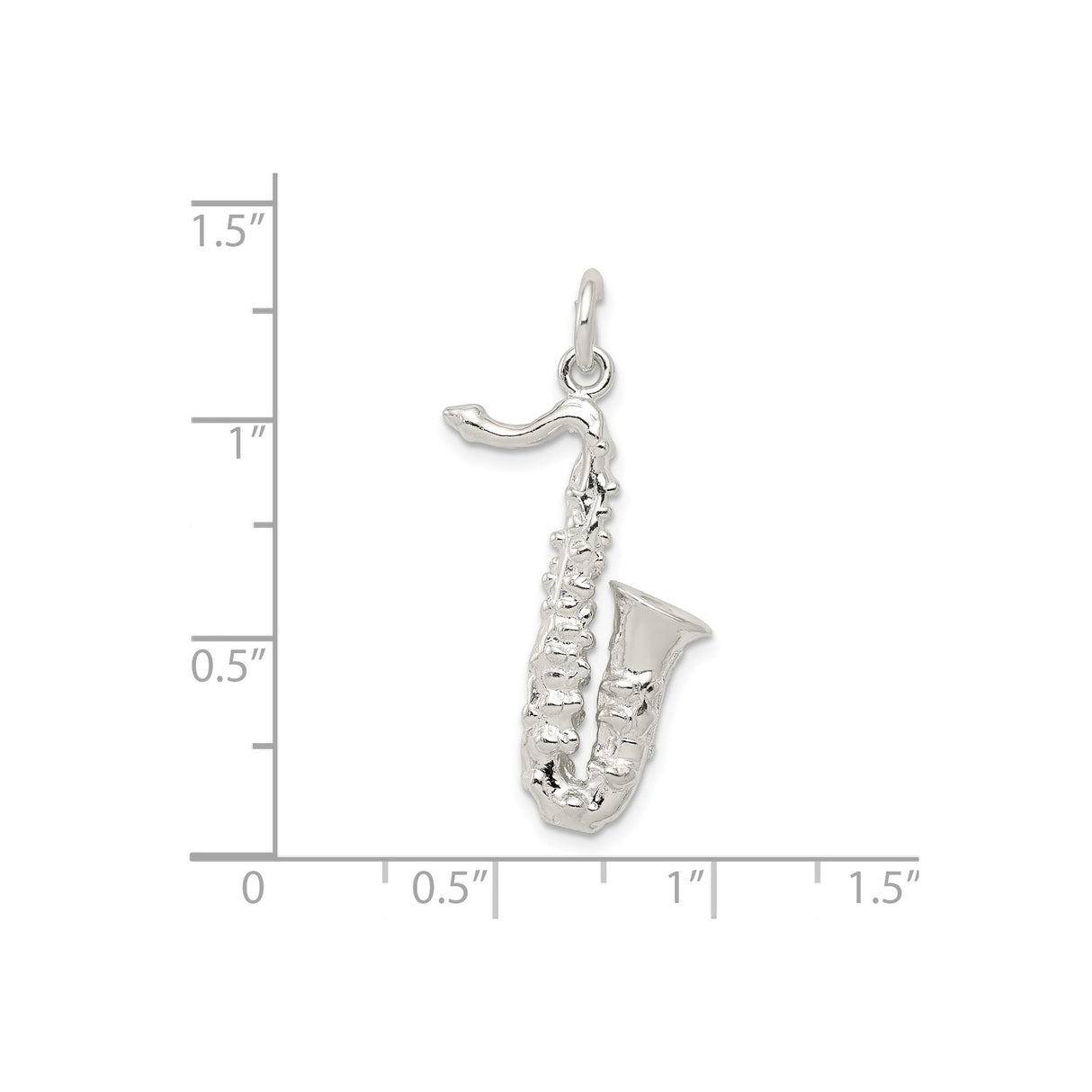 Sterling Silver Saxophone Pendant, Musical Instrument Charm with Detailed Design, Unisex Jewelry